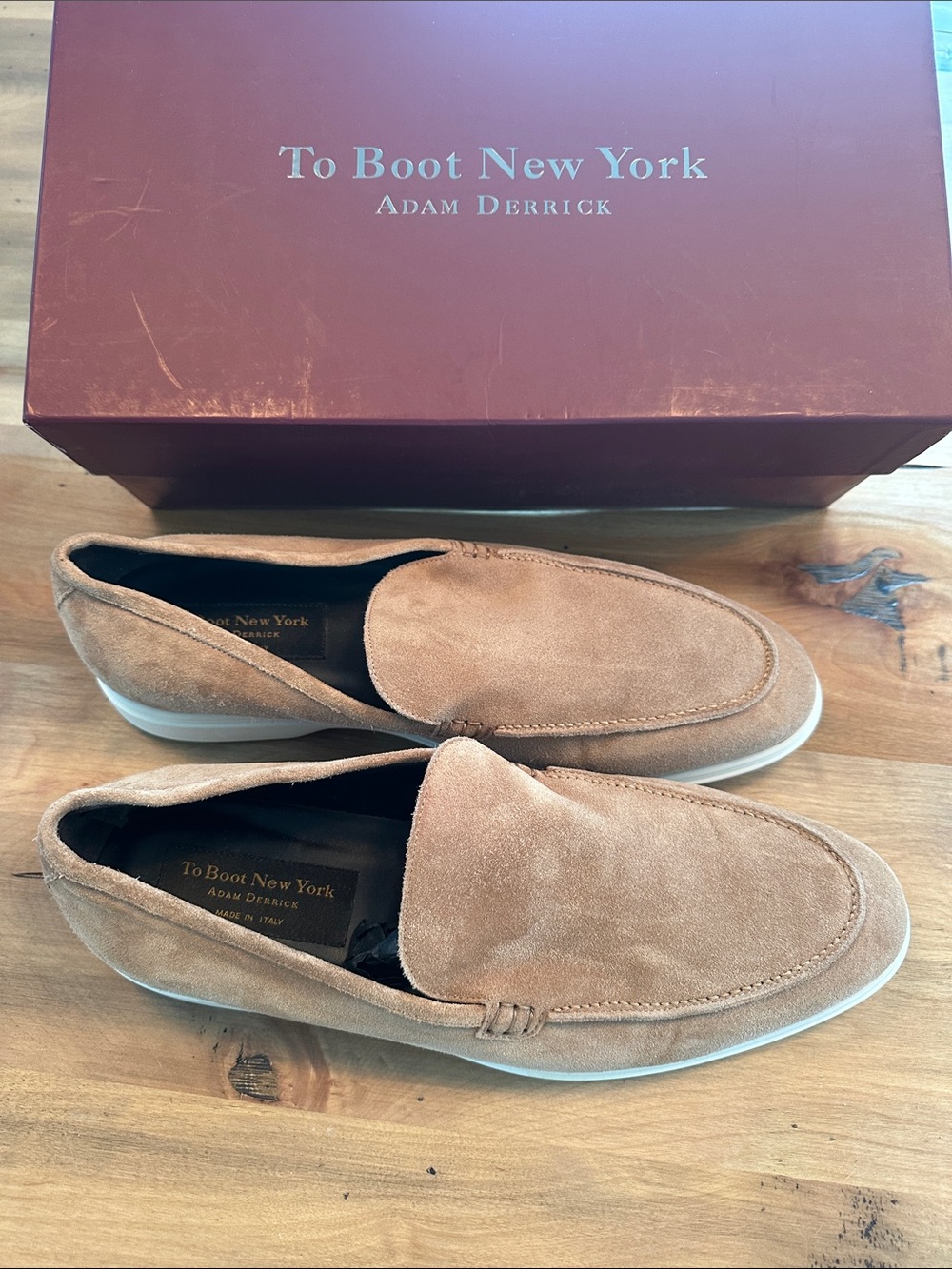 To Boot New York Tan Suede Slip-On Loafers